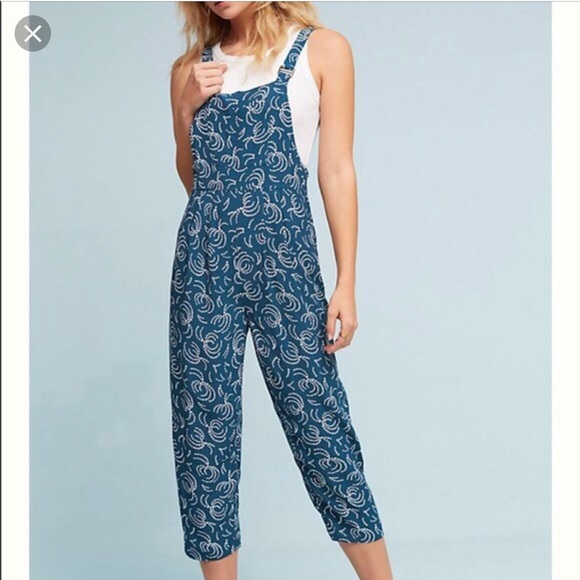 blue patterned jumpsuit